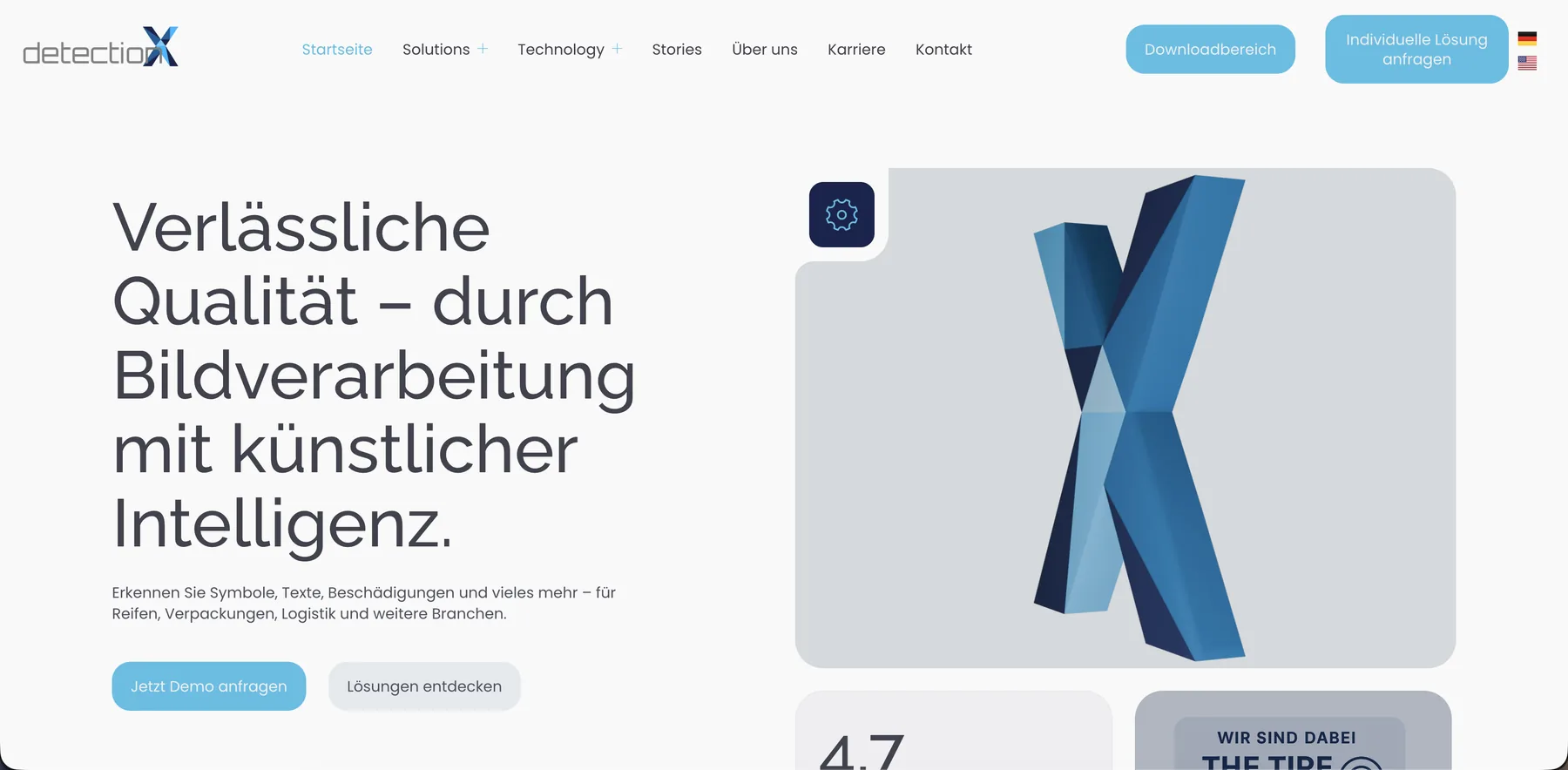 Website detectionX — Hero-Sektion