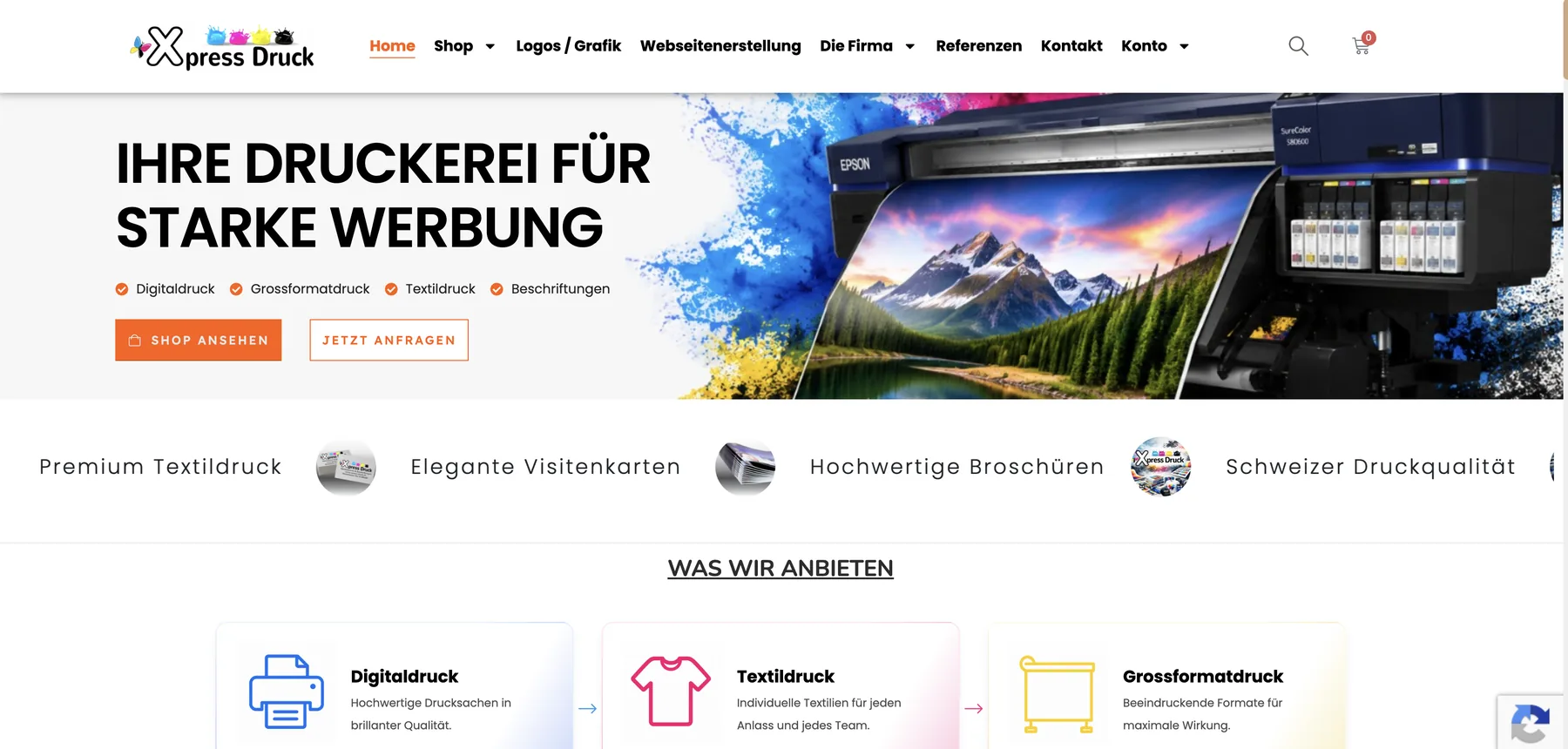 Website Xpress Druck — Hero-Sektion